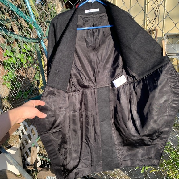 Givenchy Paris Wool Coat In Black With Red Trim & Intentional Fraying Size 42 - Picture 9 of 12